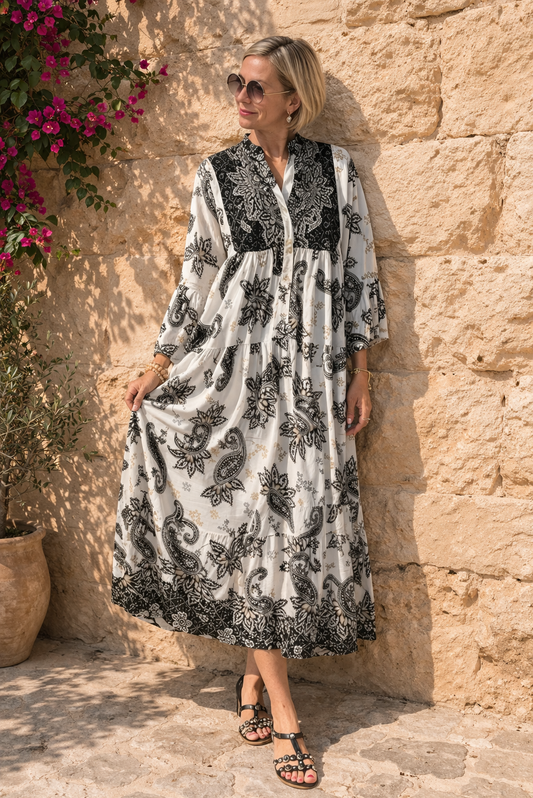Boho Maxi Kleid „Midnight Paisley“