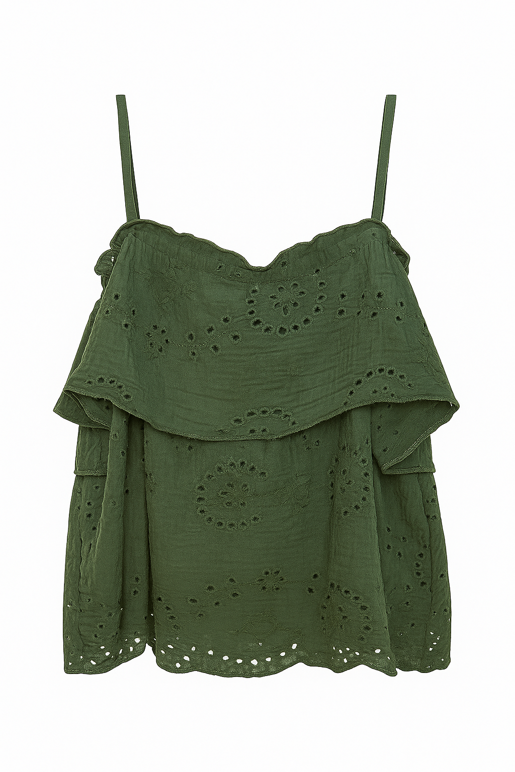 Sommerliches MUSSELIN TOP "FLORENCE" in Oliv