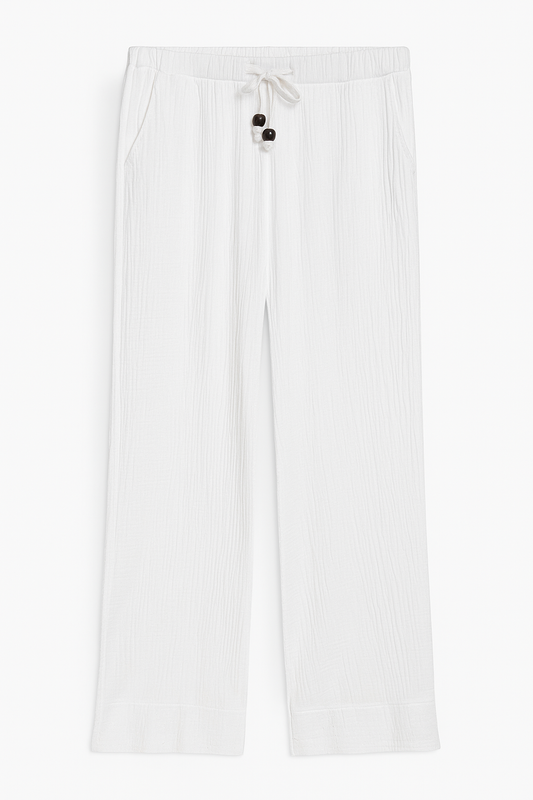 Sommerliche MUSSELIN HOSE "FLORENCE" in Weiss