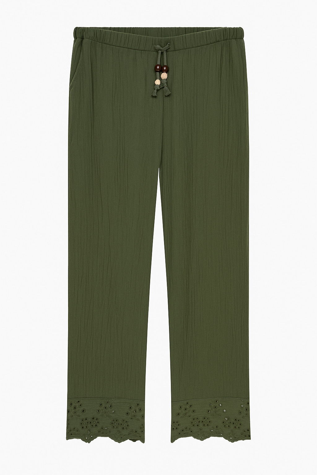 Sommerliche MUSSELIN HOSE "FLORENCE" in Oliv