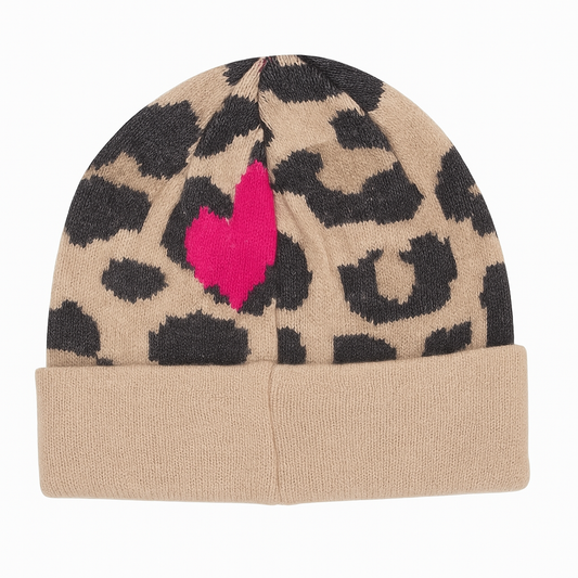 Zuckersüße LEO LOVE Mütze in CREMÈ/SCHWARZ