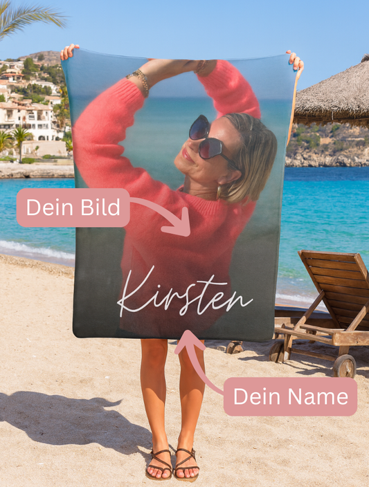 KIRSTEN PERSÖNLICH Decke "DU", lade Dein Bild hoch und wähle Deinen Namen!