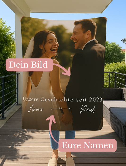 KIRSTEN PERSÖNLICH Decke "Partnerdecke", ladet Euer Bild und ein Datum hoch!