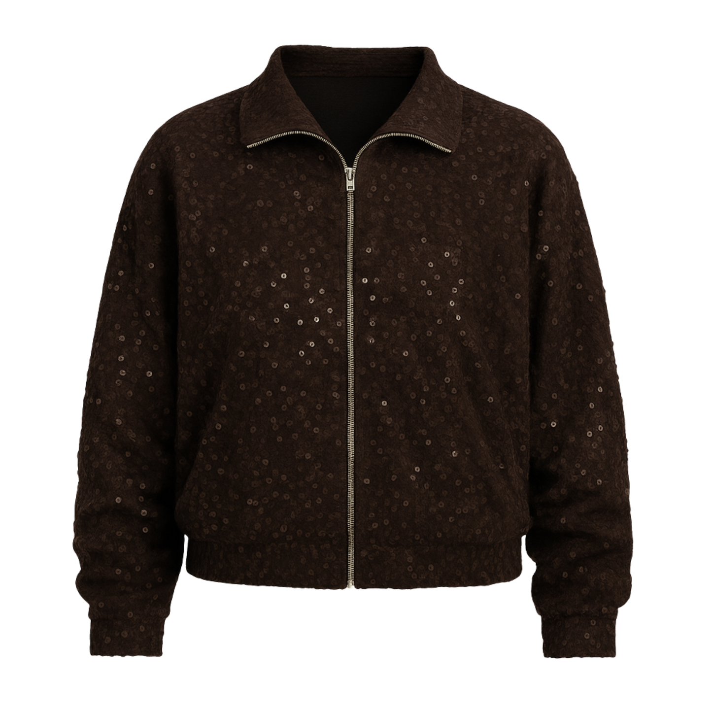 Wunderschöne GLOSSY Pailletten-Bomberjacke in Chocolate