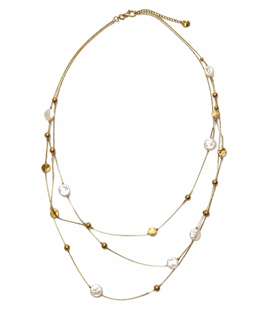 Layering Kette Gold mit Perlen-Details