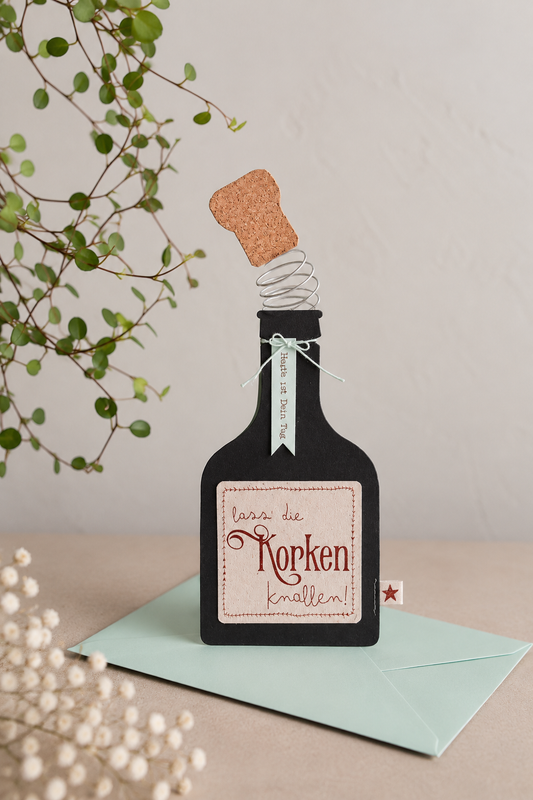 Knallkorken Karte - Lass die Korken knallen!