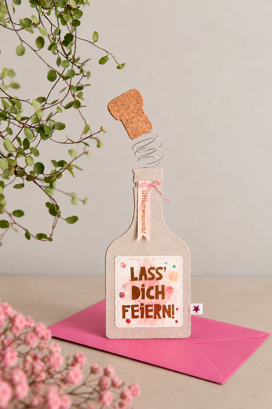 Knallkorken Karte - Lass dich feiern!