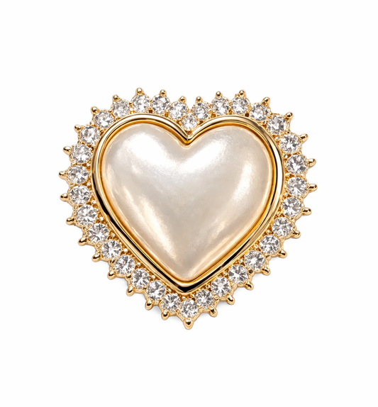 Goldene Herzbrosche mit Kristallrand