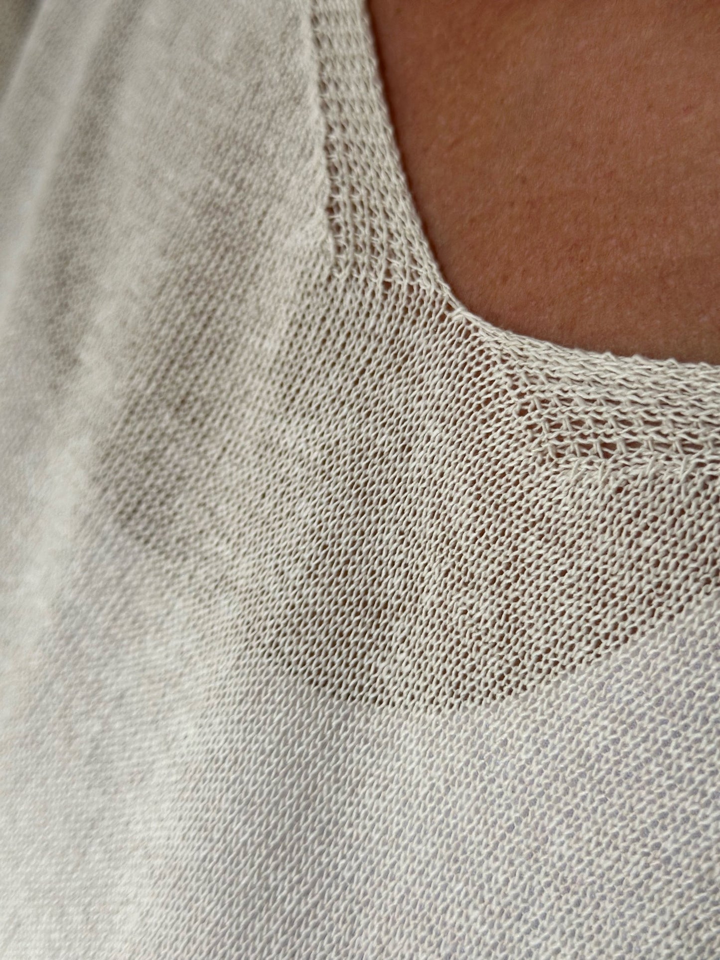 Leicht transparenter Oversized Pullover - Wollweiß