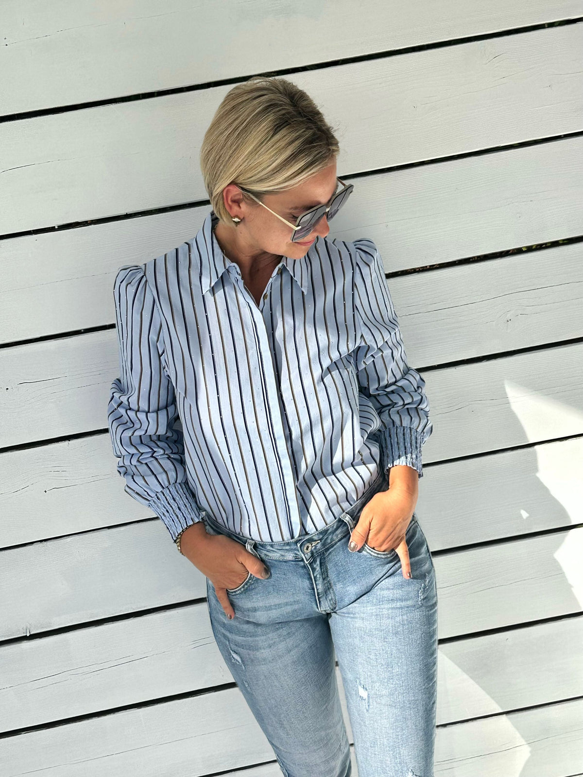 Sparkle Stripes Hemd – Hellblau
