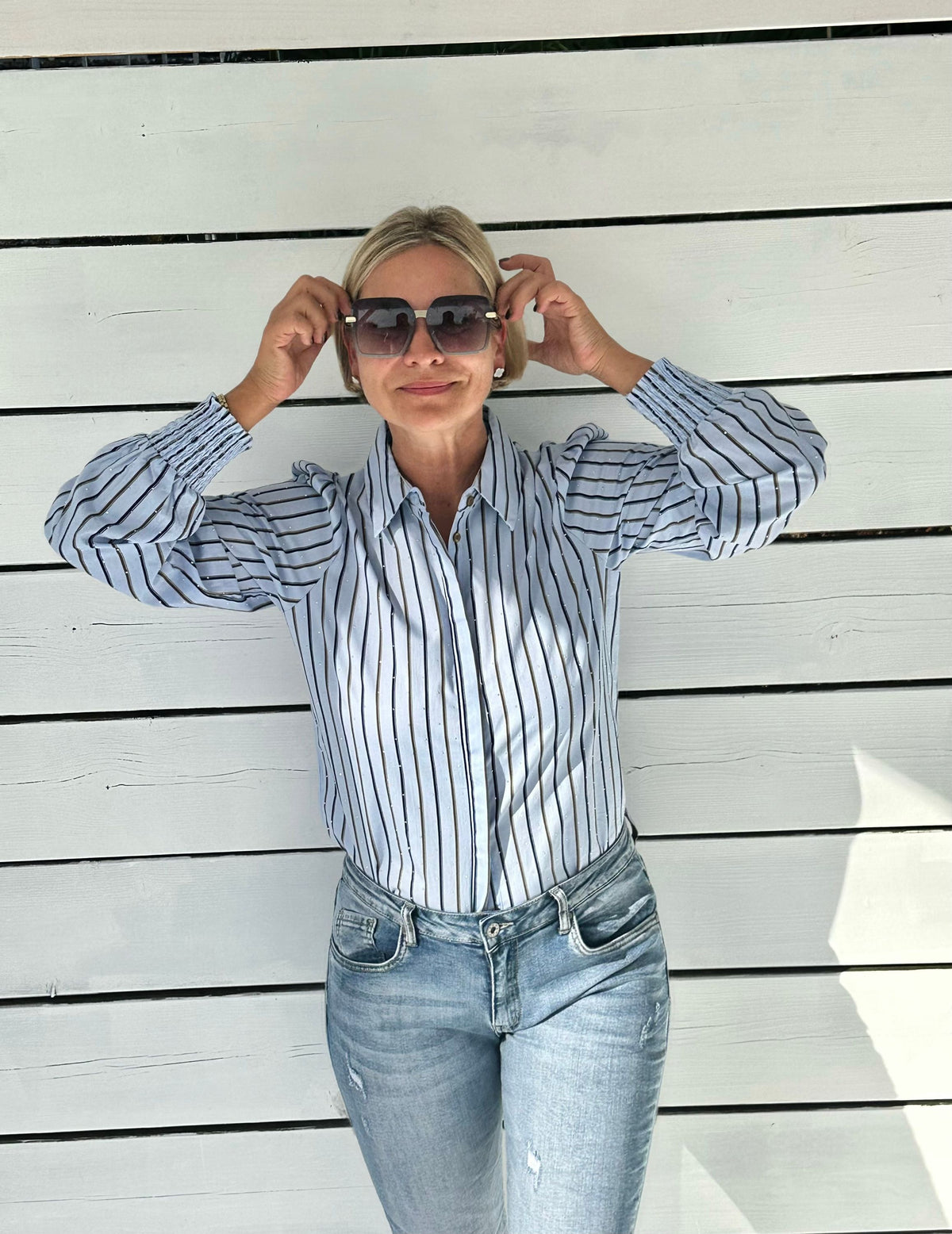 Sparkle Stripes Hemd – Hellblau