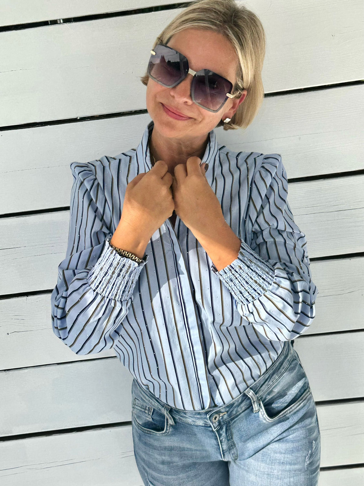 Sparkle Stripes Hemd – Hellblau