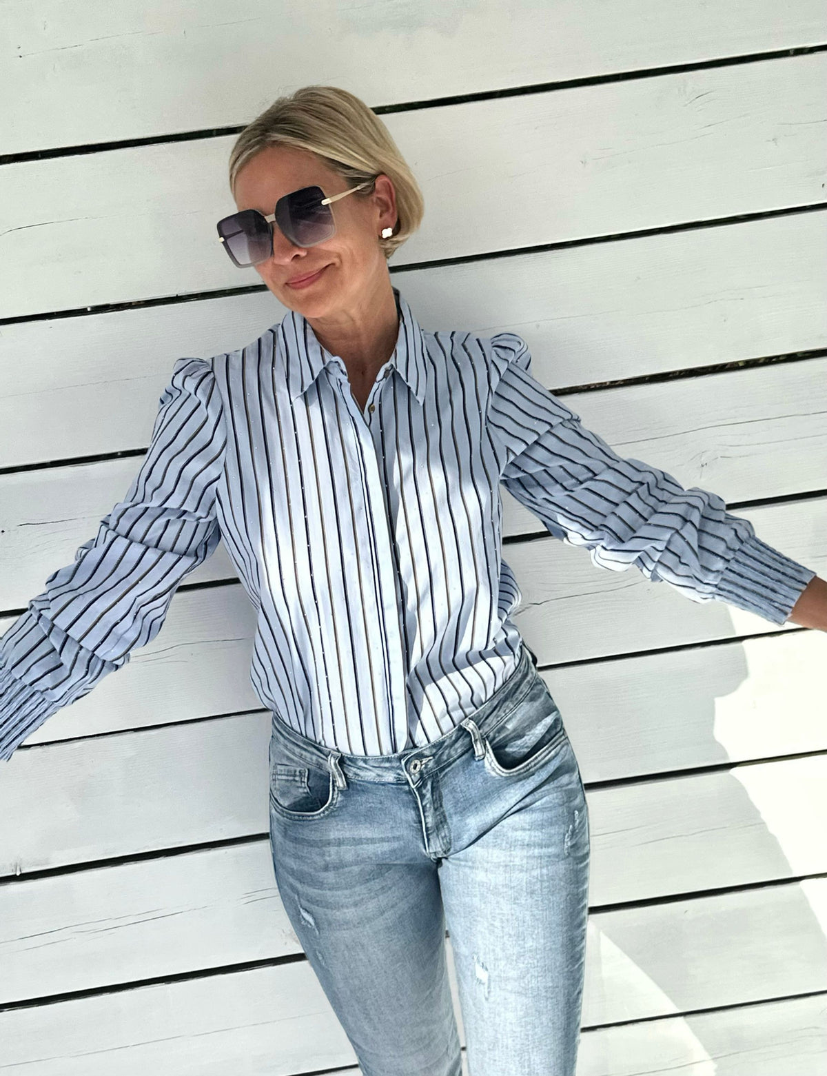 Sparkle Stripes Hemd – Hellblau