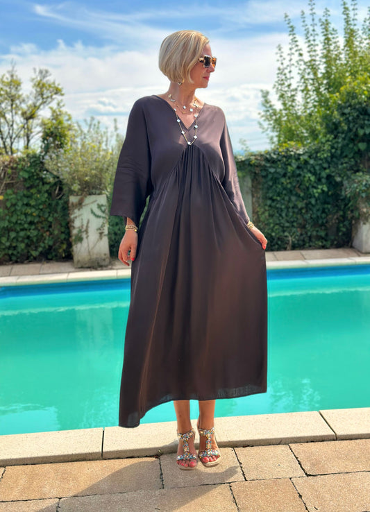 Stylisches Sommerkleid "VICTORIA" in Chocolate Brown