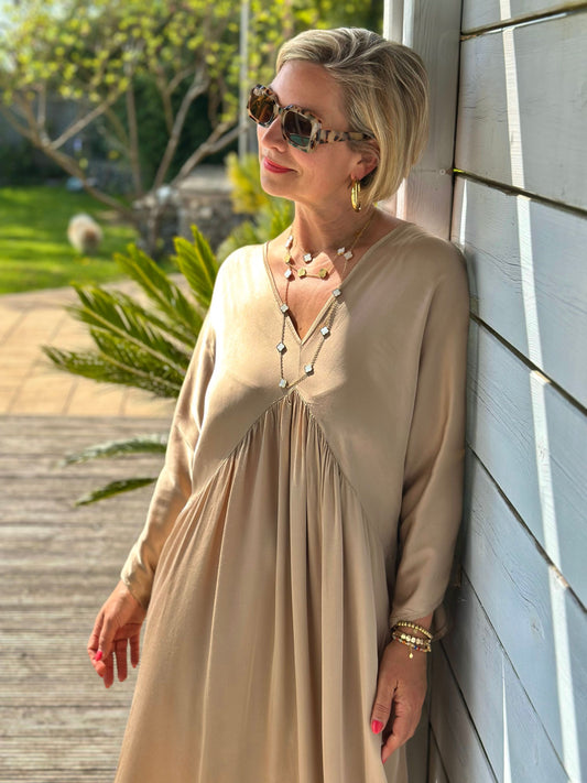 Stylisches Sommerkleid "VICTORIA" in Shiny Gold