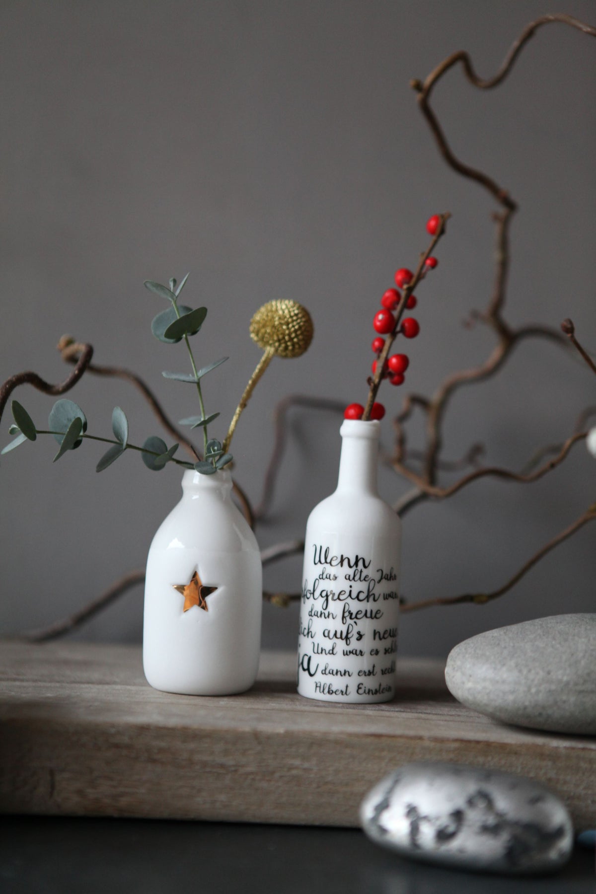 Mini Winter Flaschenvase - Neues Jahr