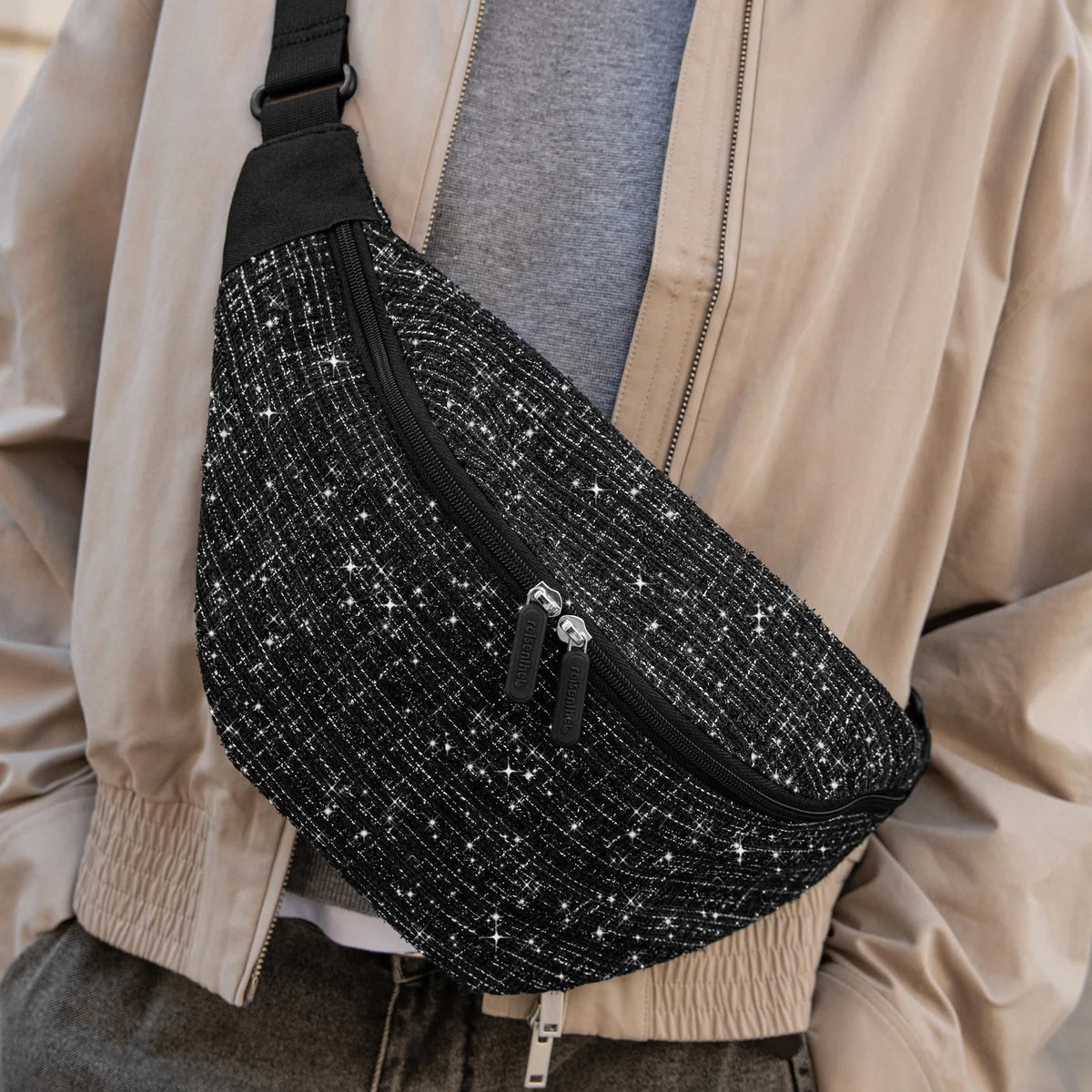 City Beltbag Bouclé - Schwarz
