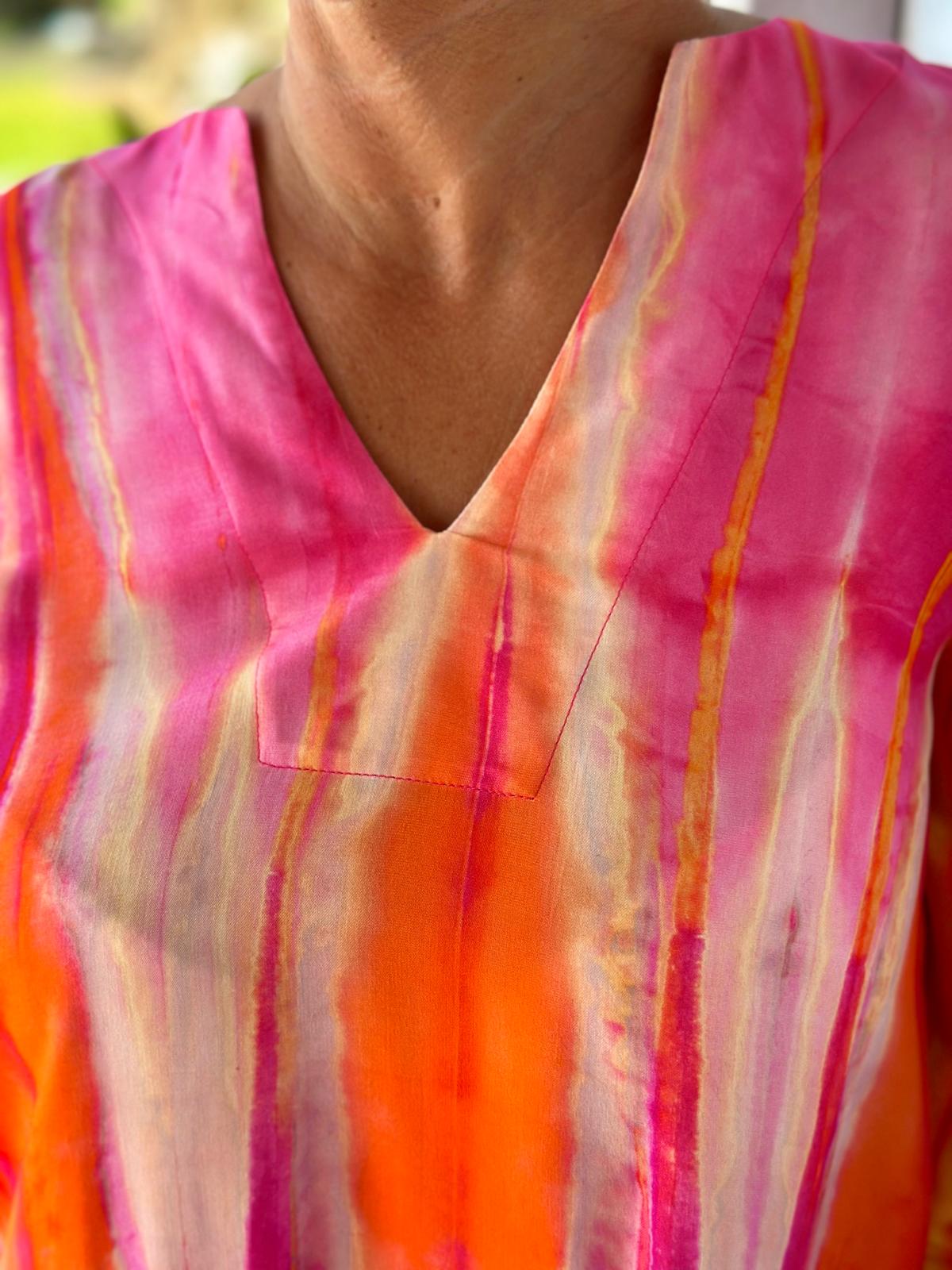 Emily van den Bergh Bluse "Flow" in rot-rosa Muster
