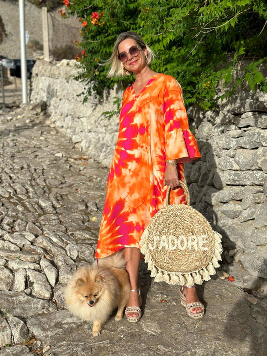 Stylisches Sommerkleid "Paulina" mit Taschen - FLASHY ORANGE