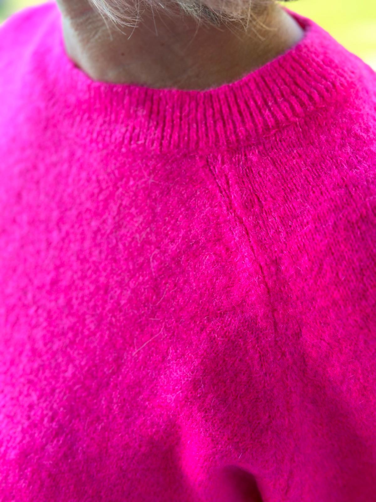 Weit geschnittener Kuschelpulli mit 3/4 in Flashy-Pink