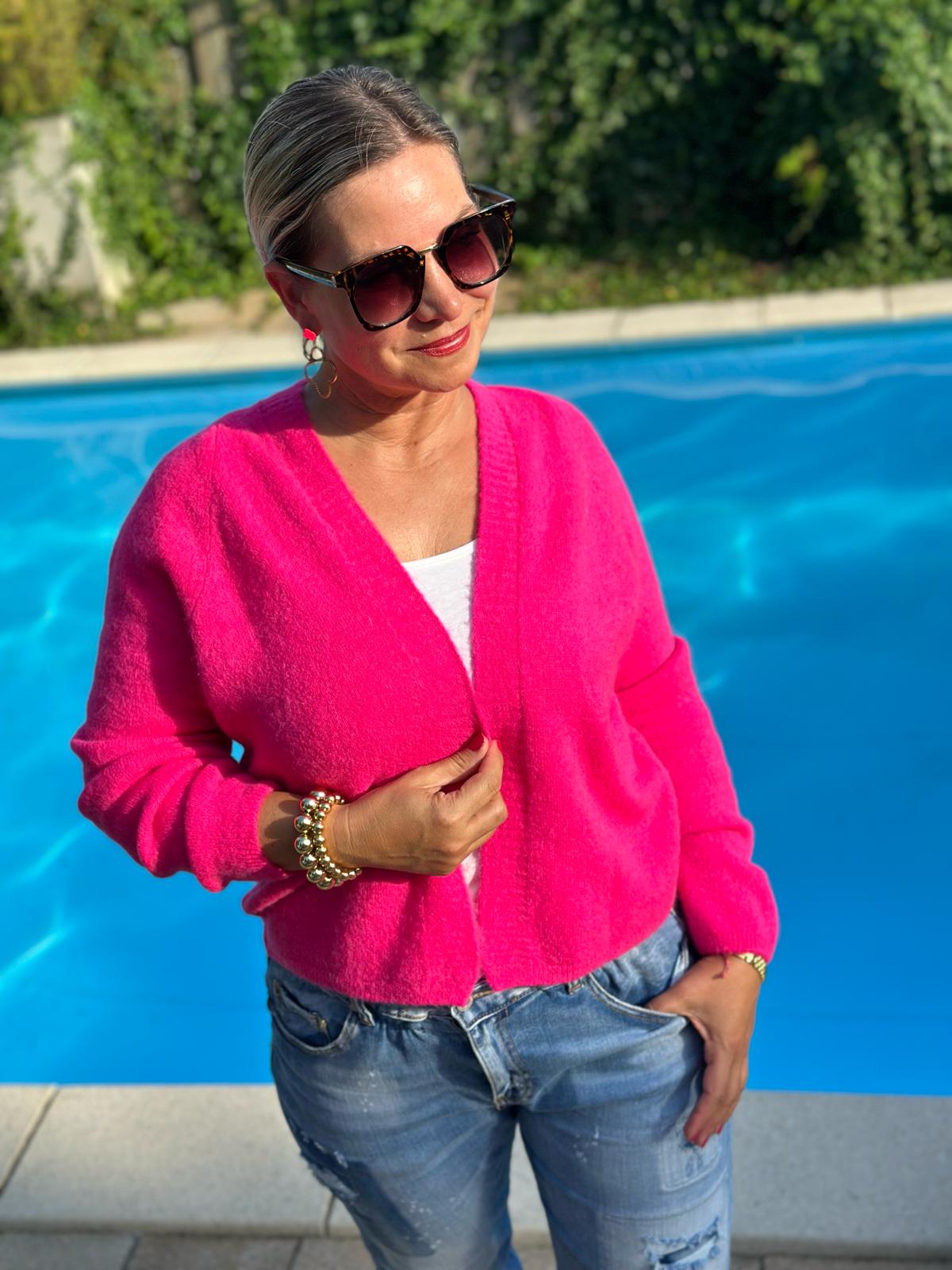 Zuckersüßes Strickjacke in Flashy Pink