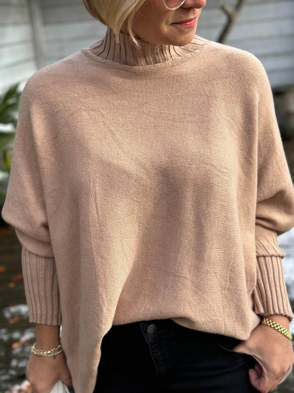 Süßer Kuschel-Basic Pulli in LIGHT NOUGAT