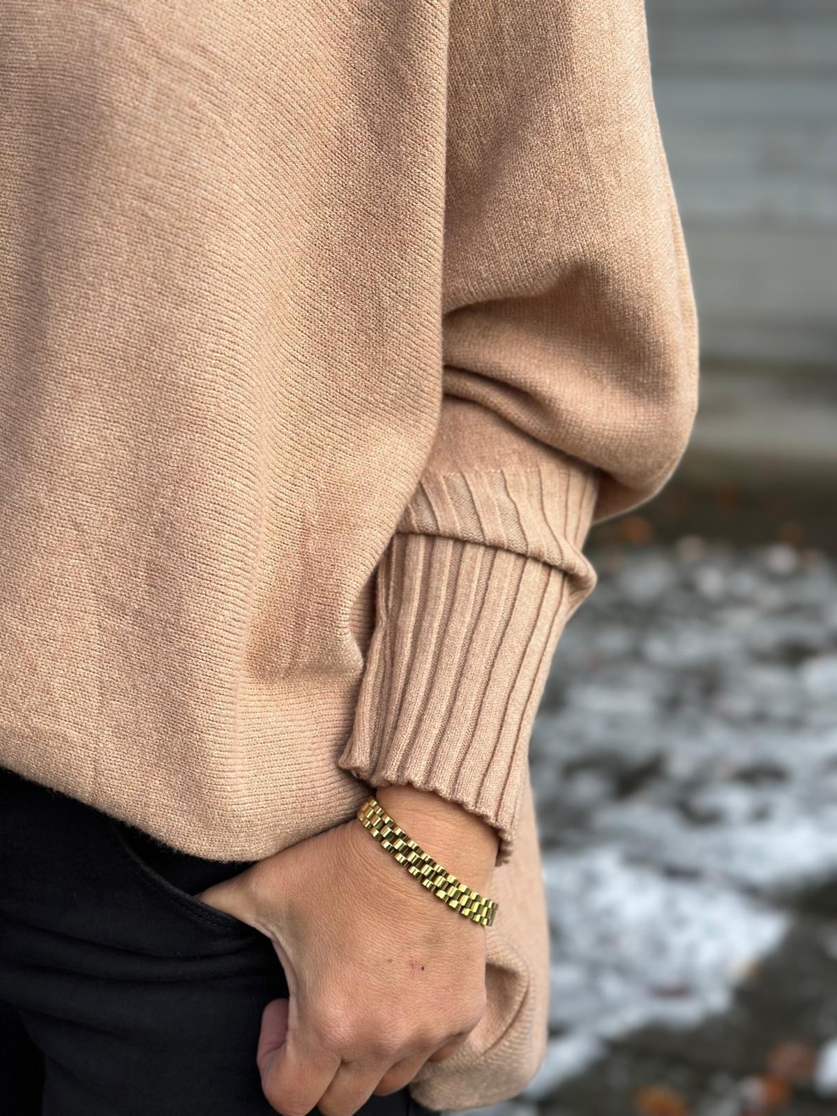 Süßer Kuschel-Basic Pulli in LIGHT NOUGAT