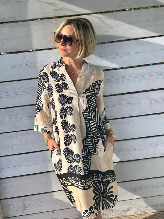 Sommerkleid "VALENTINA" BLACK PALMS