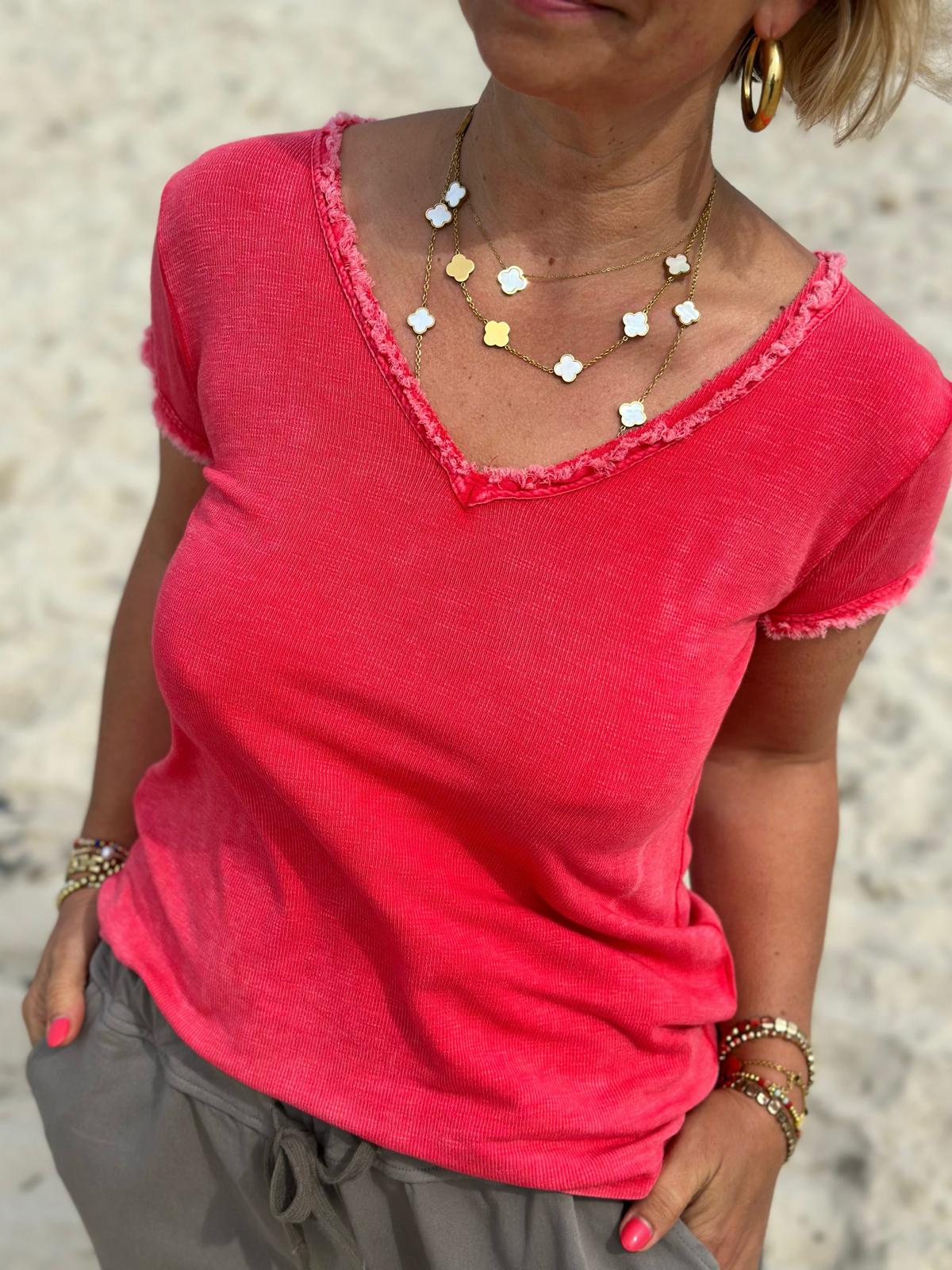 Süßes V-Neck Basic Shirt in Rot