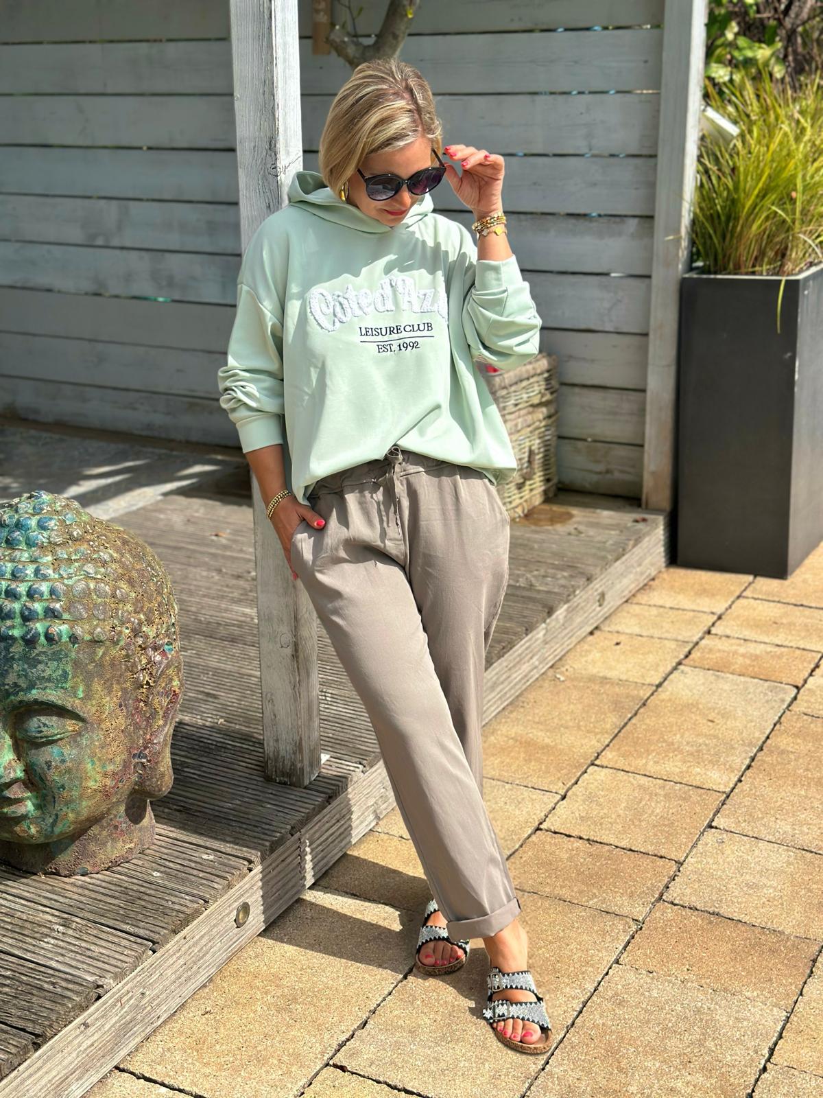 Leichter Sommer-Hoodie Cote d´Azur in MATCHA Grün