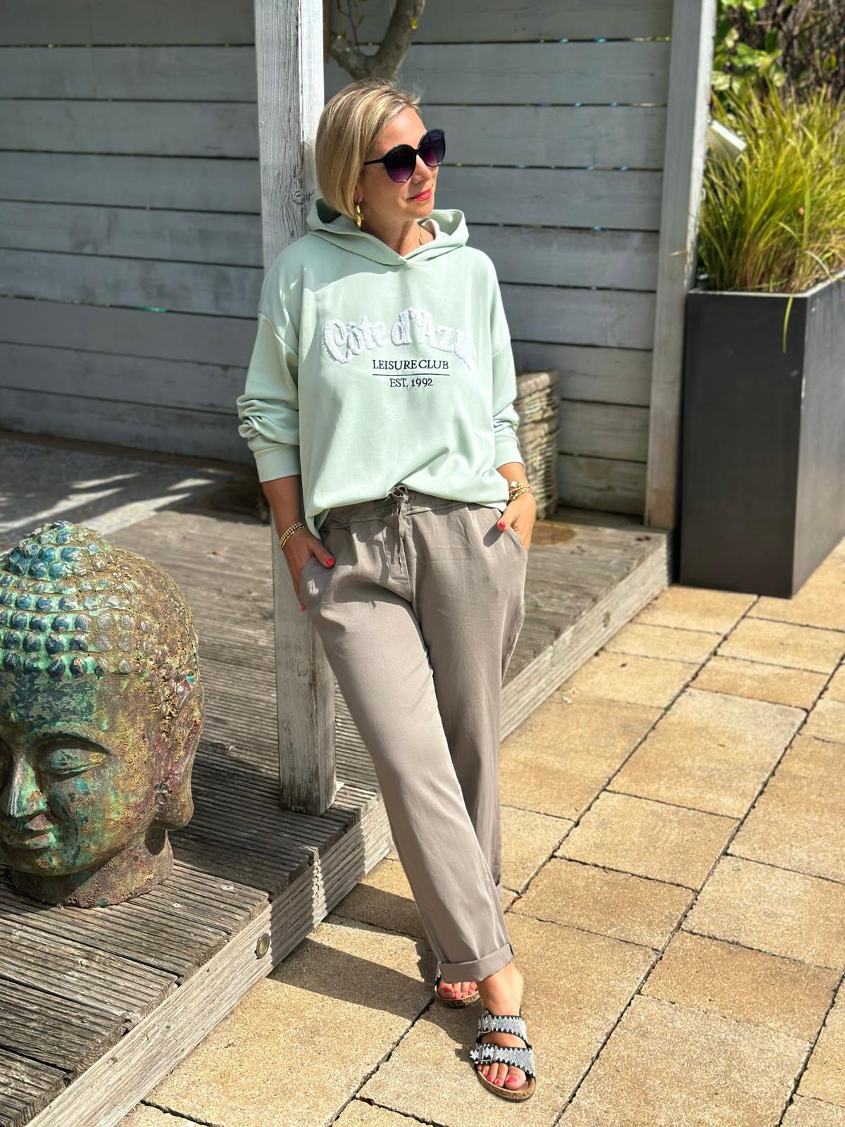 Leichter Sommer-Hoodie Cote d´Azur in MATCHA Grün