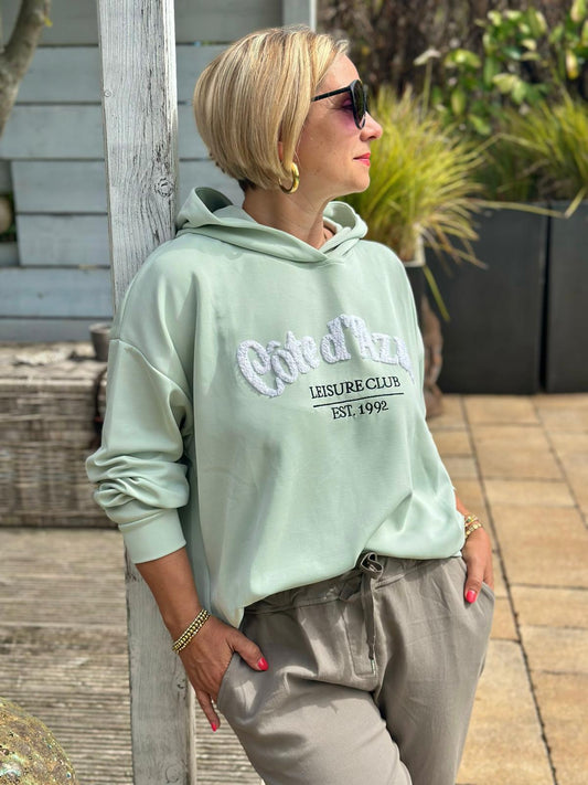 Leichter Sommer-Hoodie Cote d´Azur in MATCHA Grün