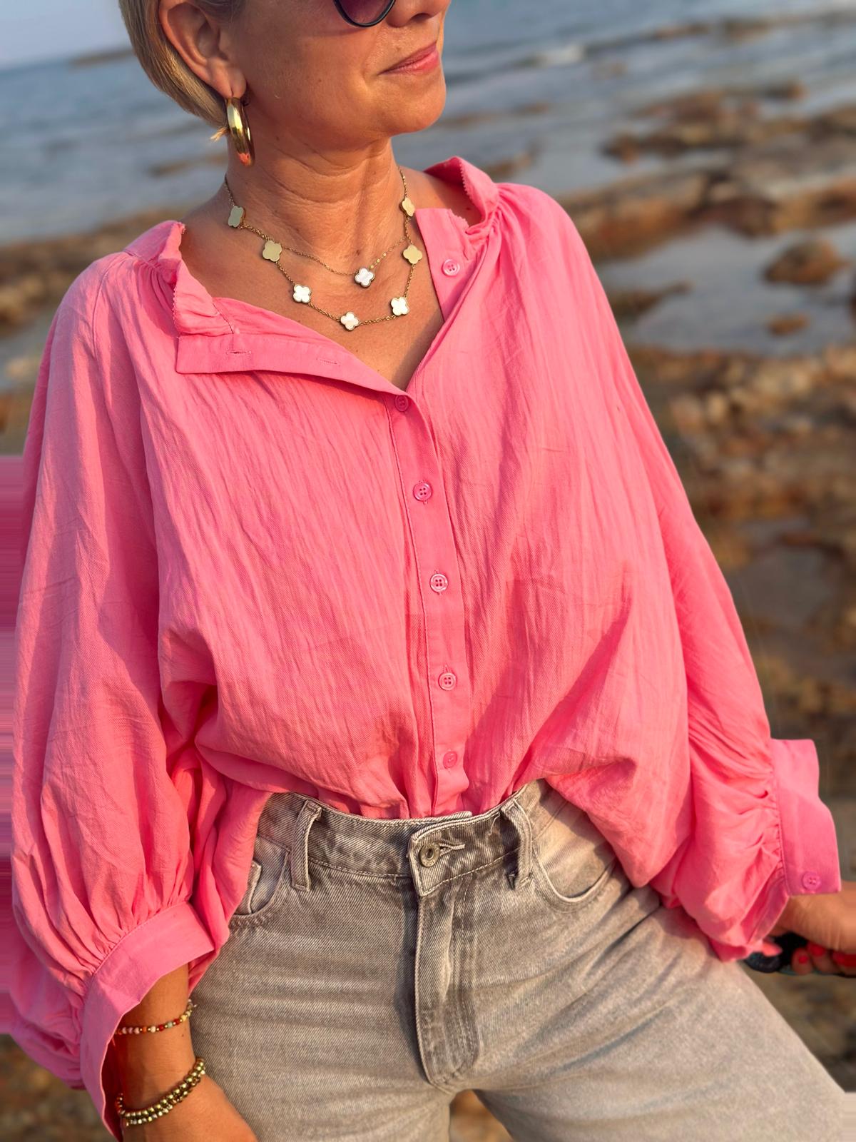 Zuckersüße Sommer-Pufferbluse in Pink