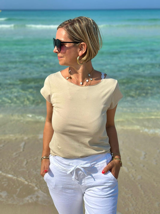 Schmales Onesize Basicshirt in Sand