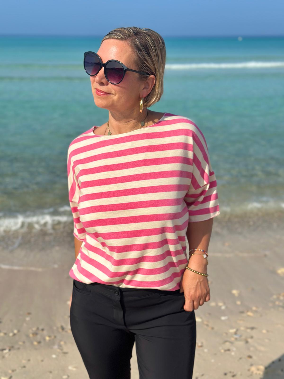 Zuckersüßes Onesize "RINGEL SHIRT" in Weiß/Pink
