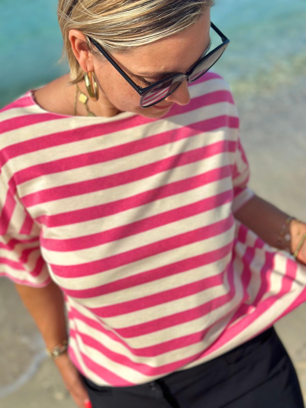 Zuckersüßes Onesize "RINGEL SHIRT" in Weiß/Pink