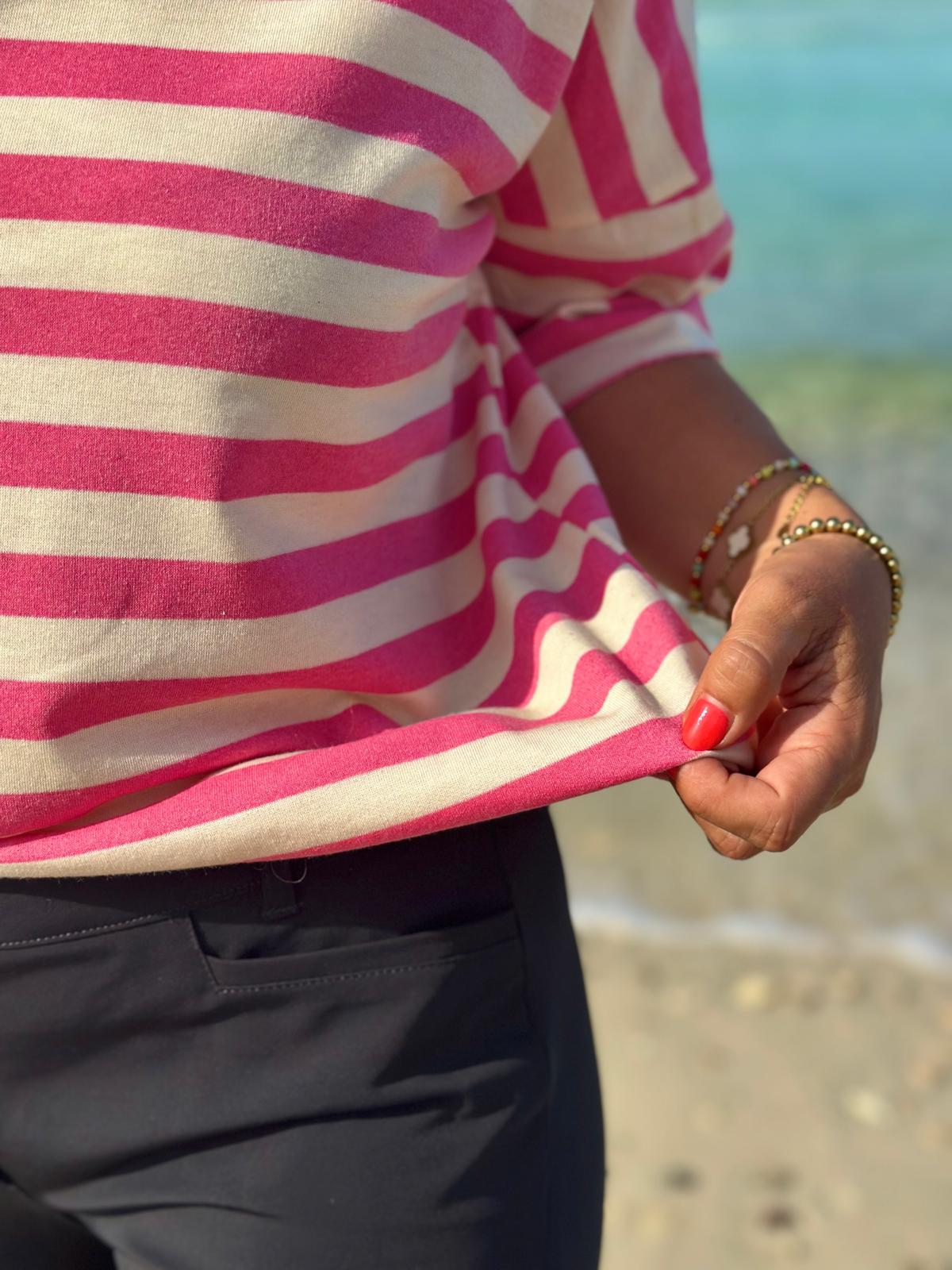 Zuckersüßes Onesize "RINGEL SHIRT" in Weiß/Pink