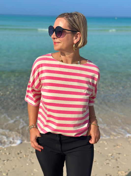 Zuckersüßes Onesize "RINGEL SHIRT" in Weiß/Pink