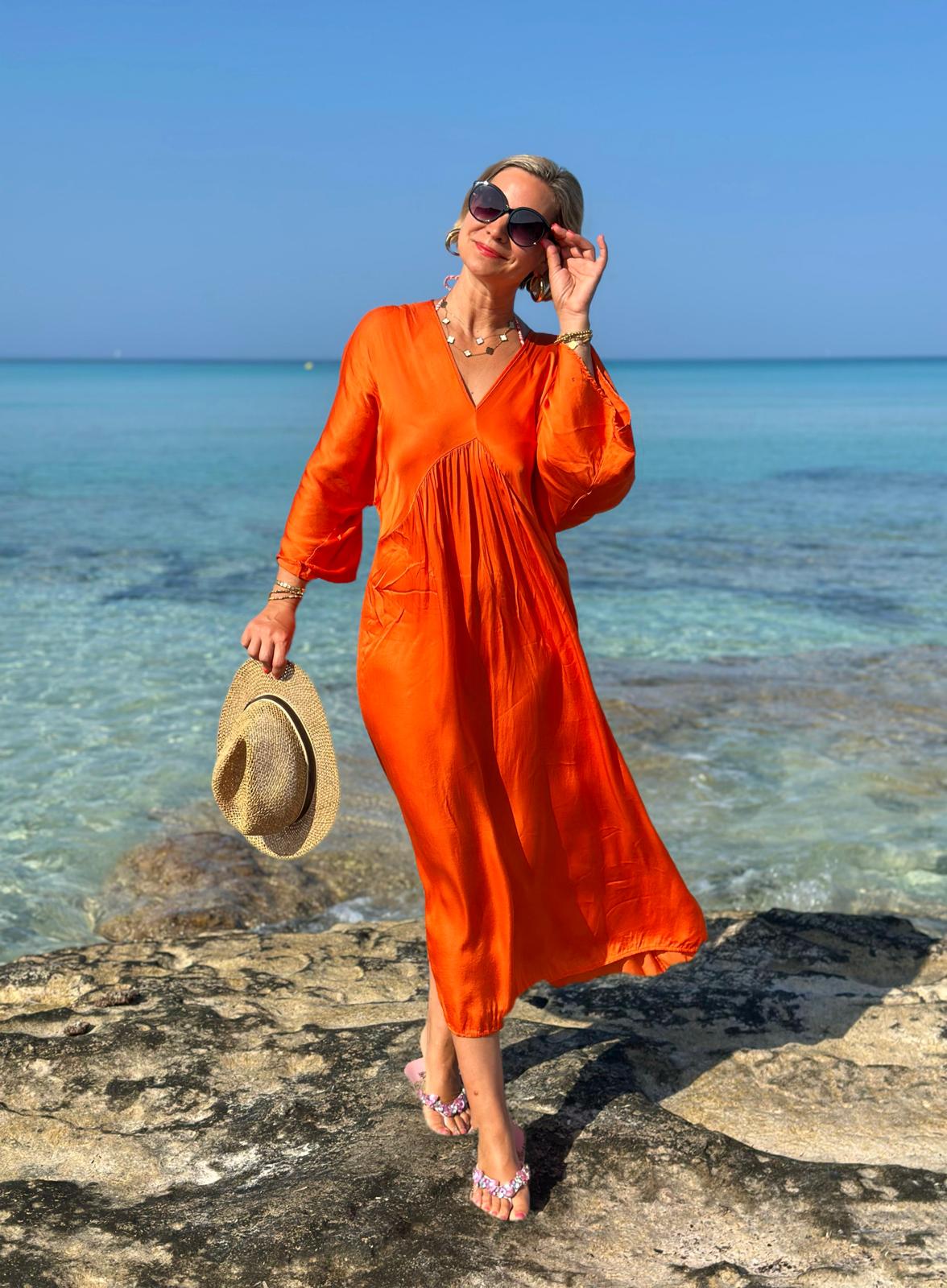 Stylisches Sommerkleid "VICTORIA" in Sunset Orange