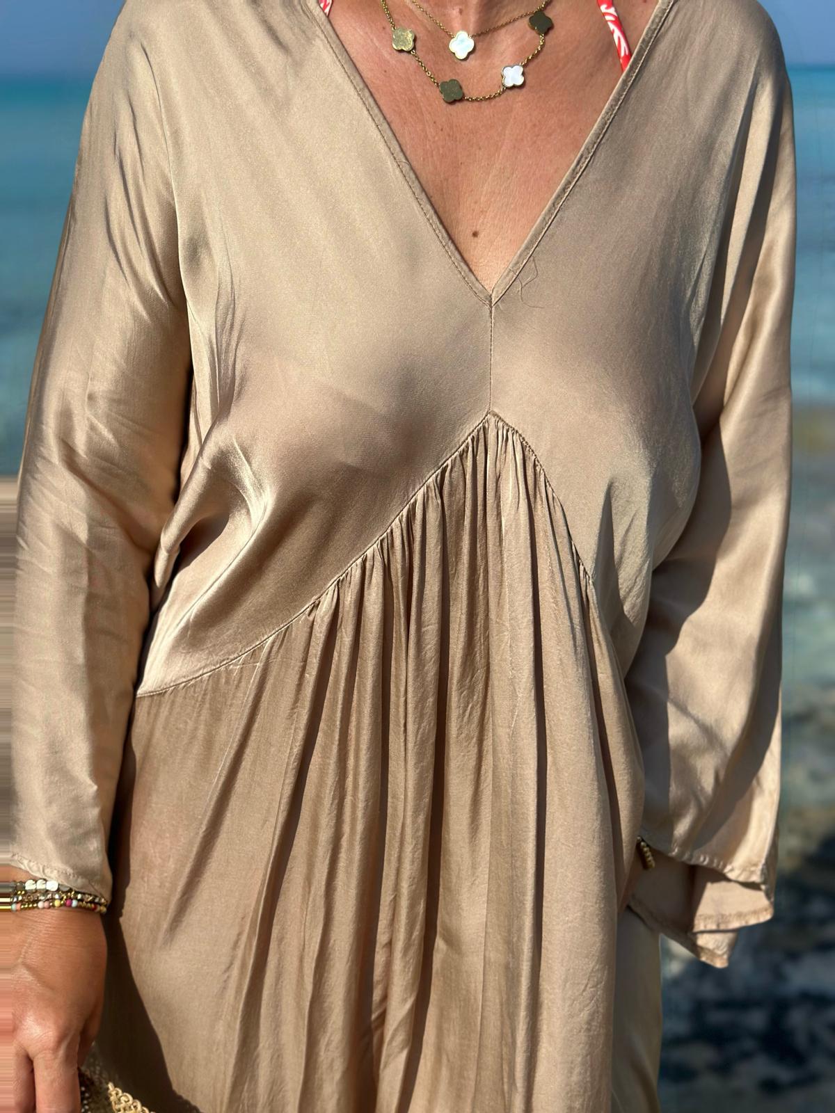Stylisches Sommerkleid "VICTORIA" in Shiny Gold