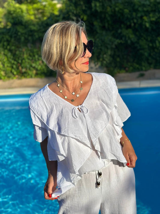 Leichte Sommerbluse "STELLA" in Weiss