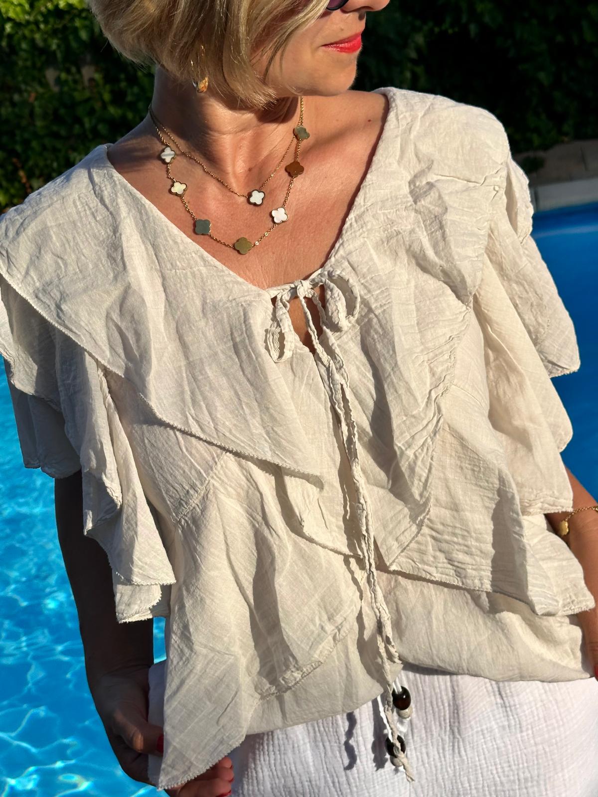 Leichte Sommerbluse "STELLA" in Cremé