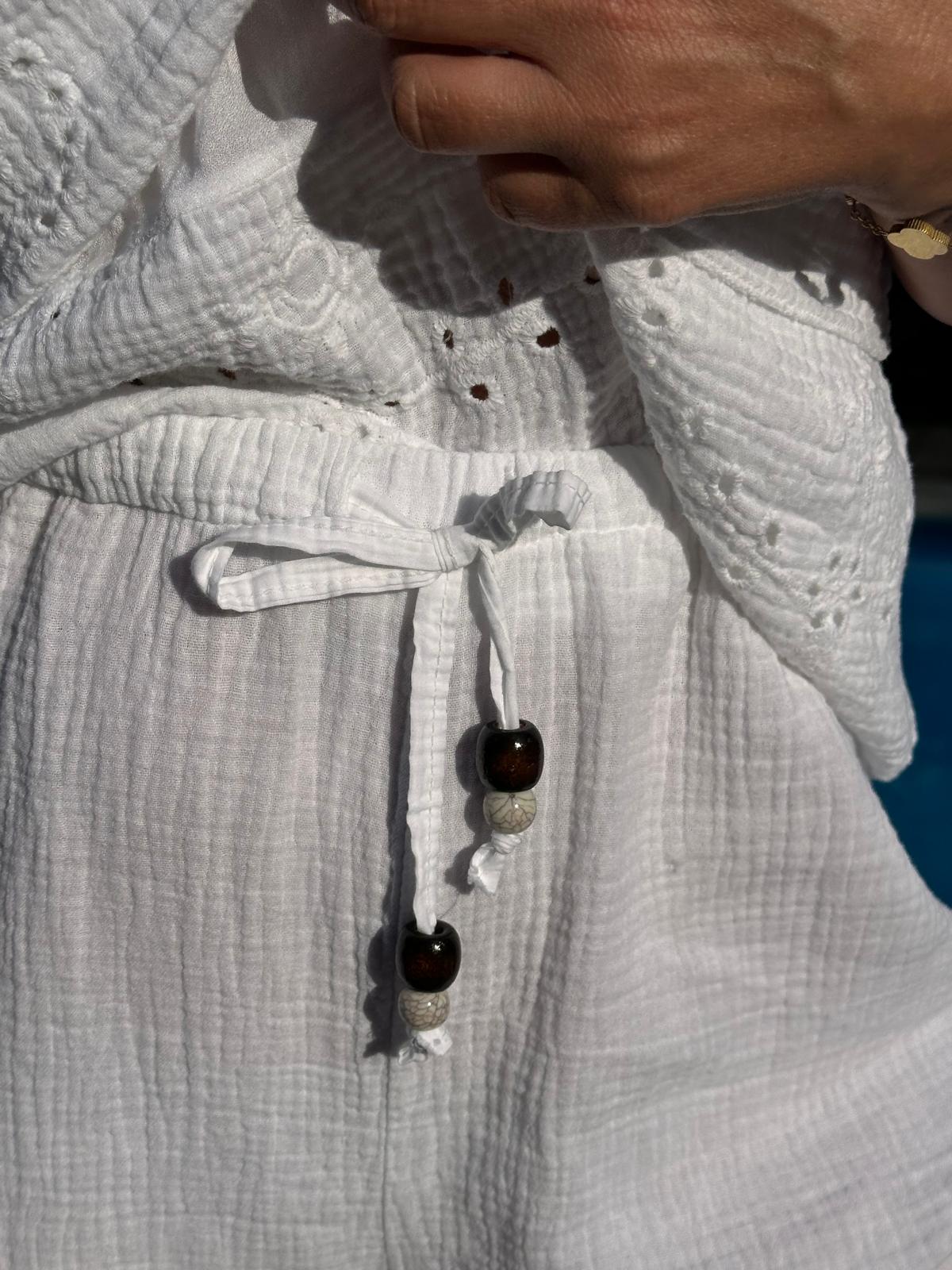 Sommerliche MUSSELIN HOSE "FLORENCE" in Weiss