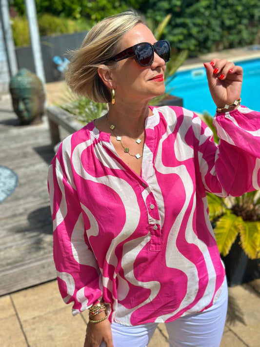 Zuckersüße Bluse "PINK WAVES"