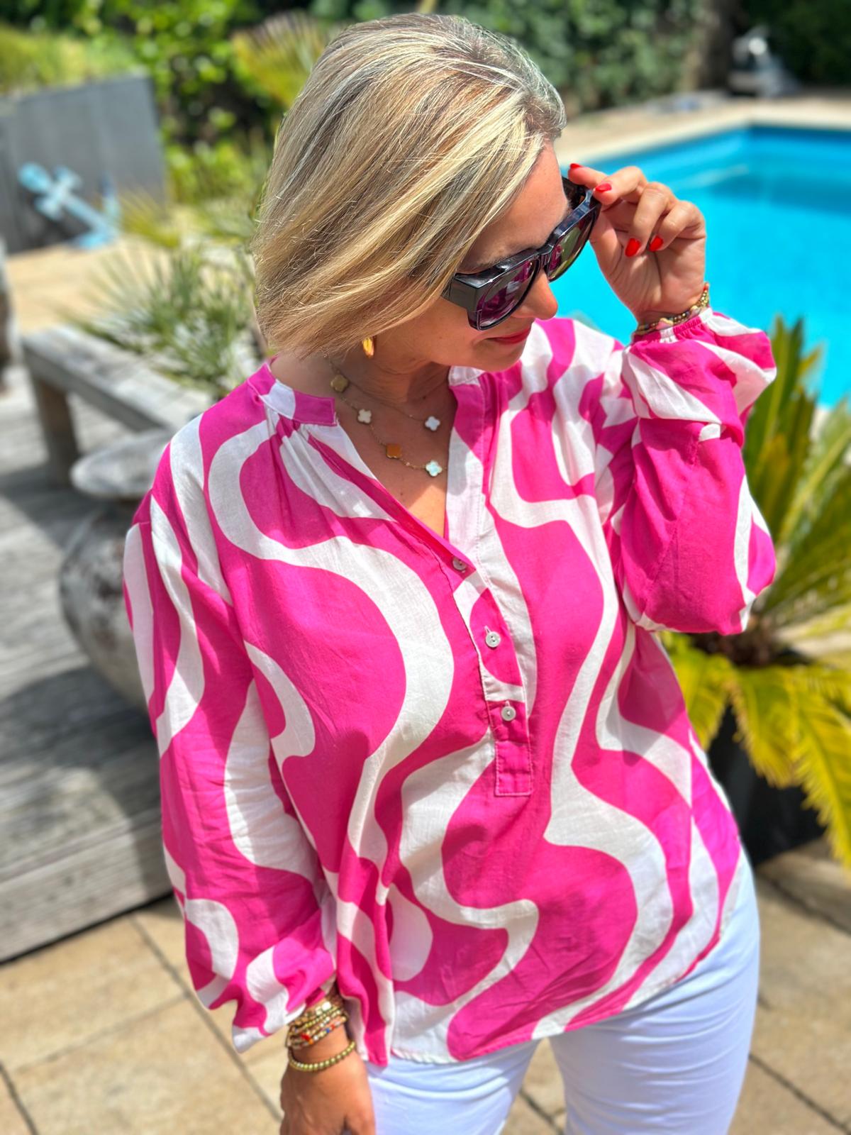 Zuckersüße Bluse "PINK WAVES"