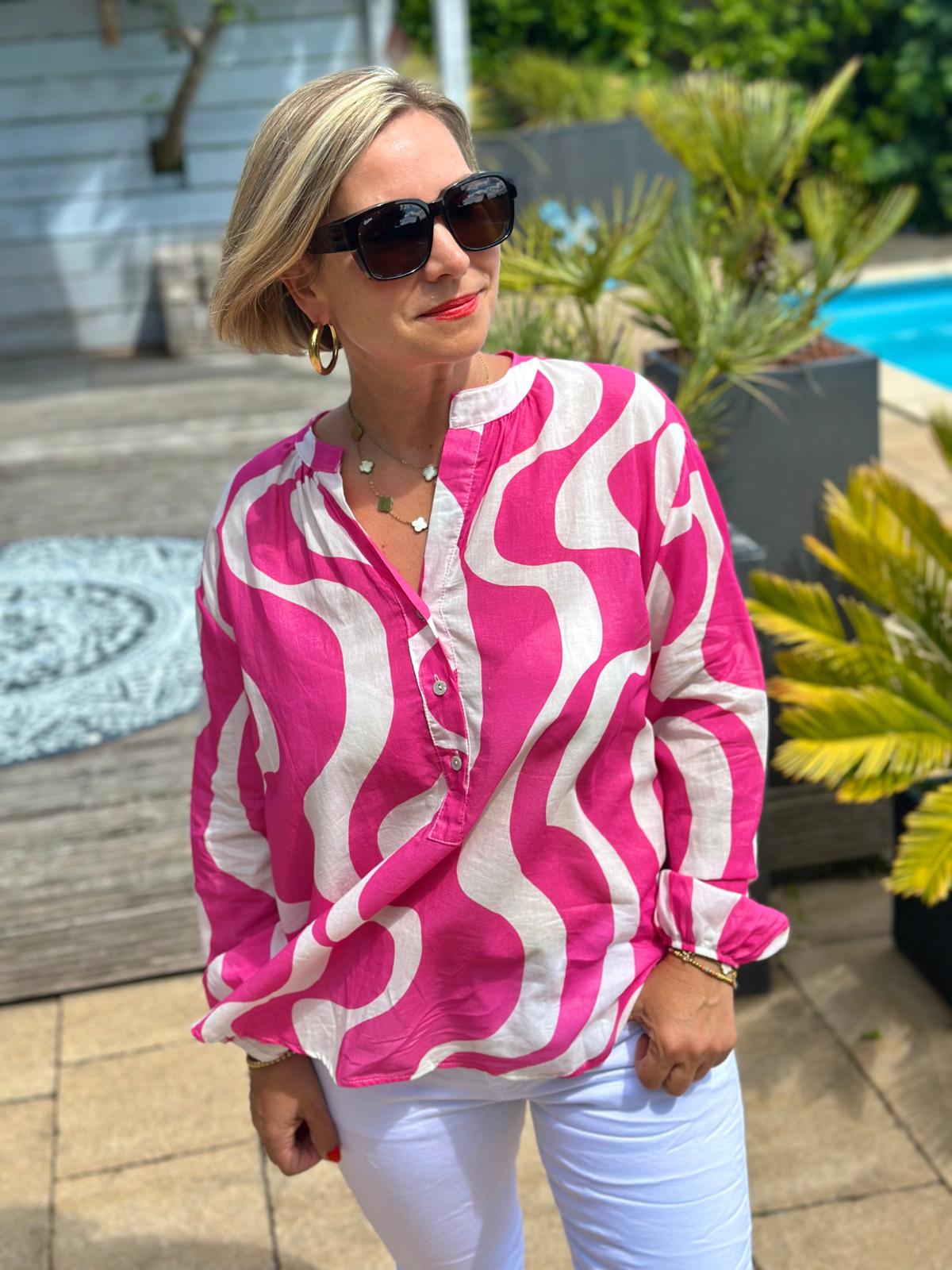 Zuckersüße Bluse "PINK WAVES"