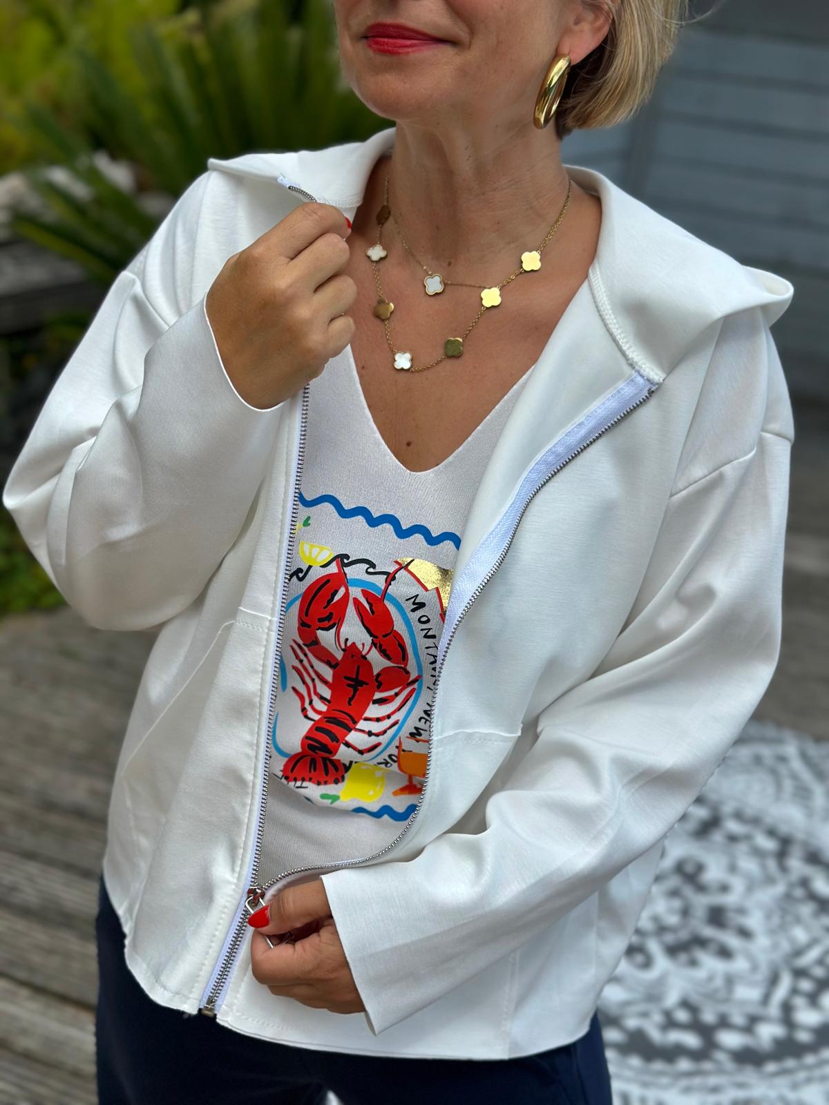 Leichter Zip-Hoodie in Weiss