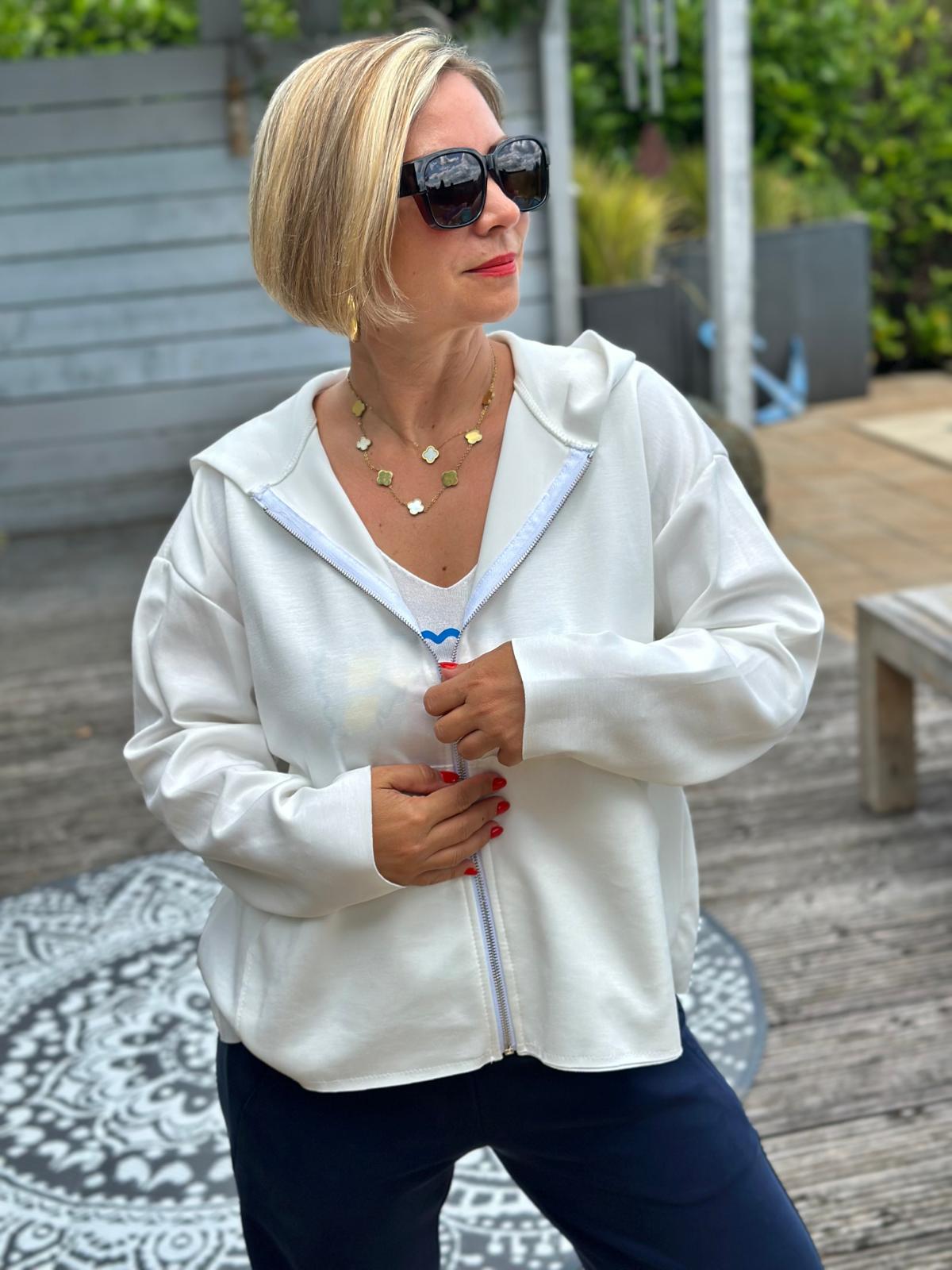 Leichter Zip-Hoodie in Weiss