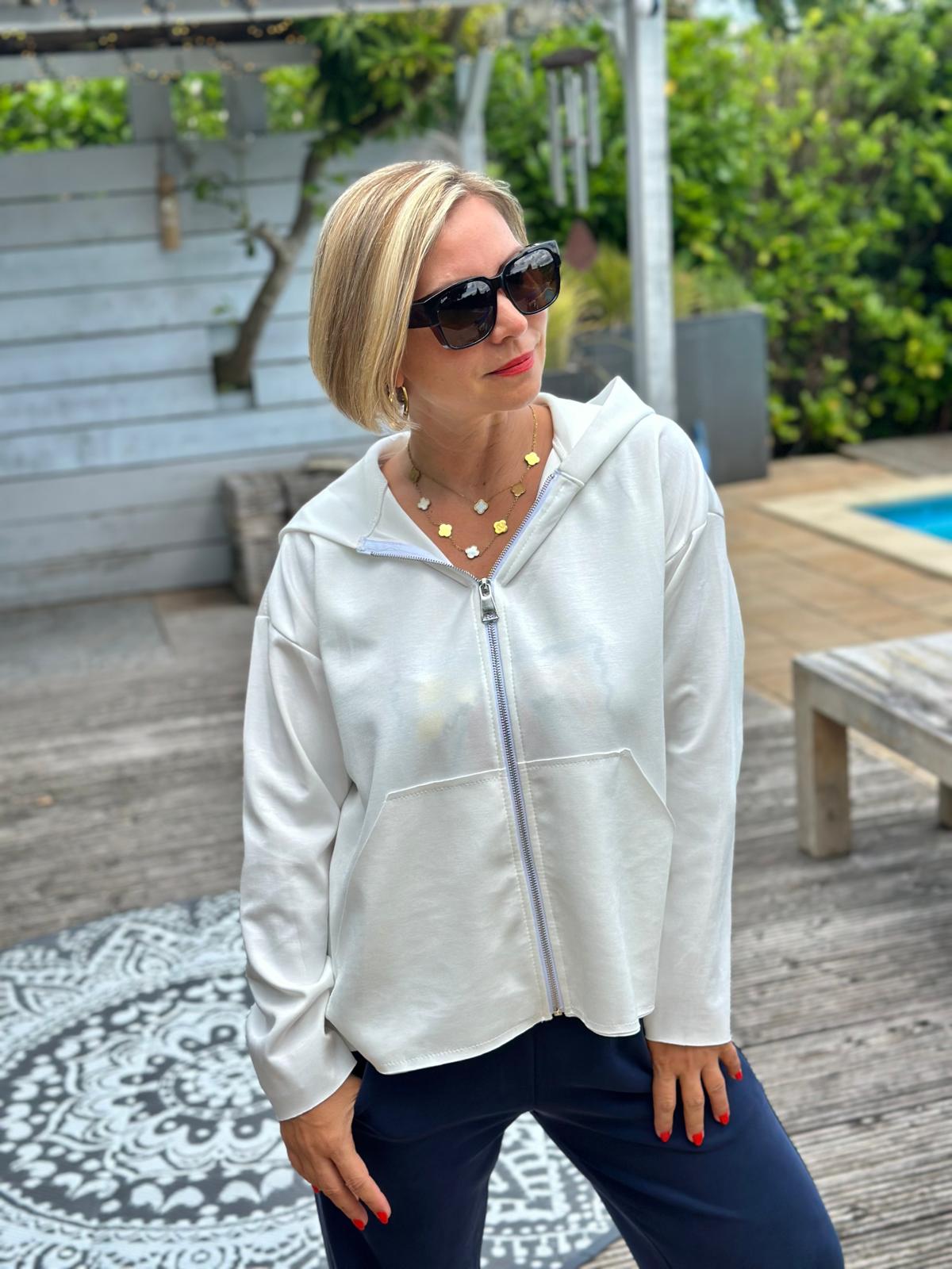 Leichter Zip-Hoodie in Weiss