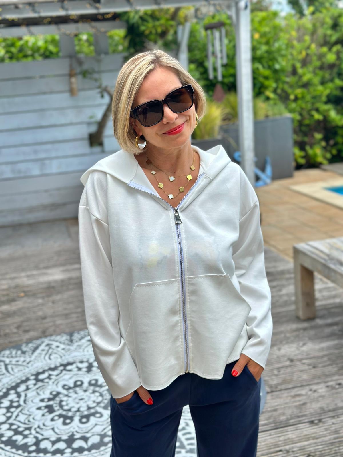 Leichter Zip-Hoodie in Weiss